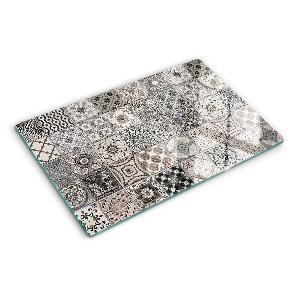 Tabla de cocina Patrones de mosaicos en tonos de gris