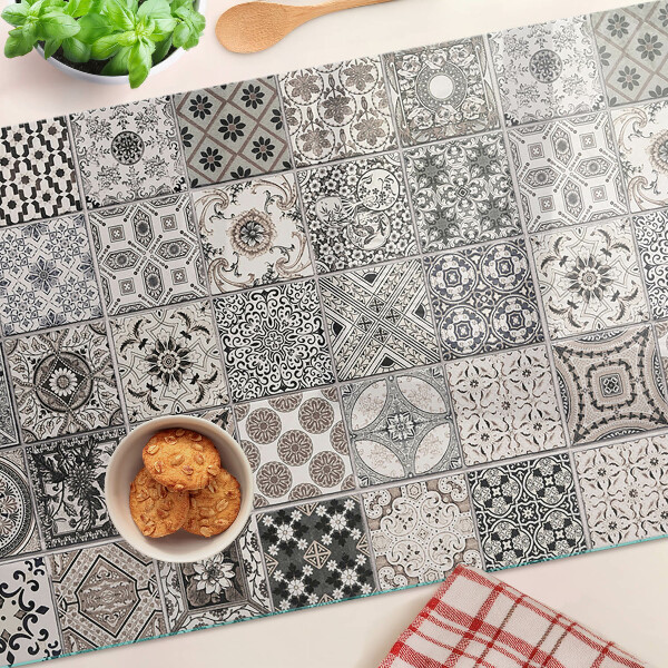 Tabla de cocina Patrones de mosaicos en tonos de gris