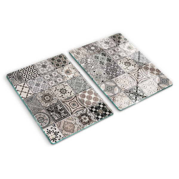 Tabla de cocina Patrones de mosaicos en tonos de gris