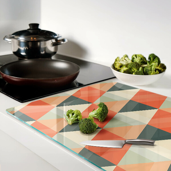 Tabla de cortar de cristal Triángulos en tonos naranja