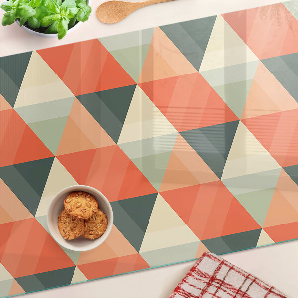 Tabla de cortar de cristal Triángulos en tonos naranja