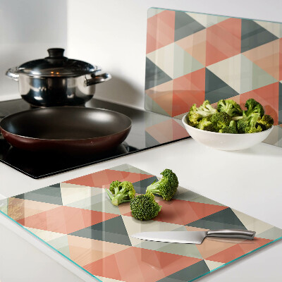 Tabla de cortar de cristal Triángulos en tonos naranja