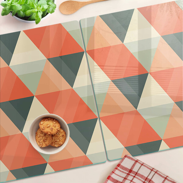 Tabla de cortar de cristal Triángulos en tonos naranja