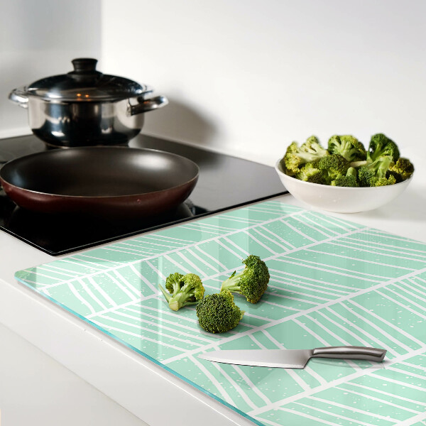 Szklana deska kuchenna Zielone paski z białymi liniami