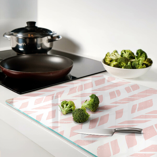 Tabla de cortar de cristal Hojas en tono rosa.