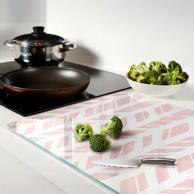 Tabla de cortar de cristal Hojas en tono rosa.