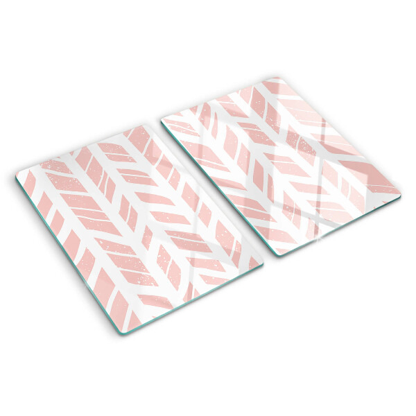Tabla de cortar de cristal Hojas en tono rosa.