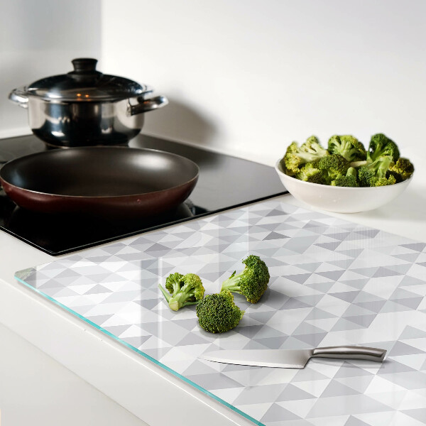 Tabla de cortar de cristal Motivo triangular en tonos grises