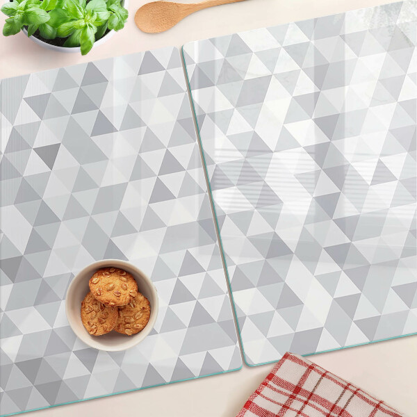 Tabla de cortar de cristal Motivo triangular en tonos grises