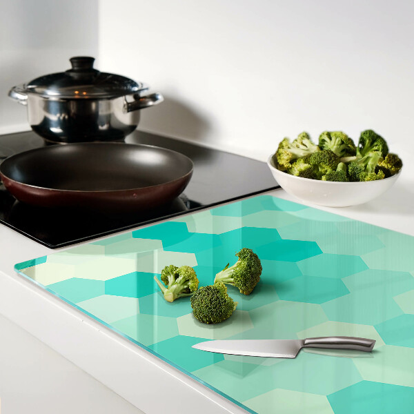 Tabla para cortar Patrón hexagonal en tonos turquesa