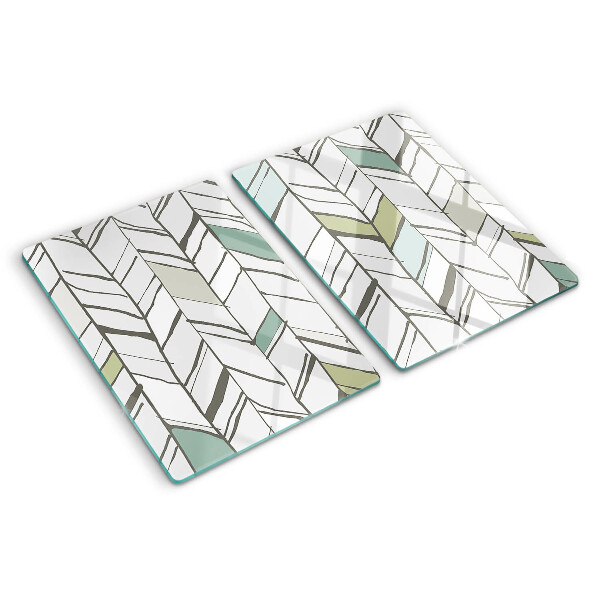 Tabla de cortar de cristal Patrones de hojas en tonos verdes