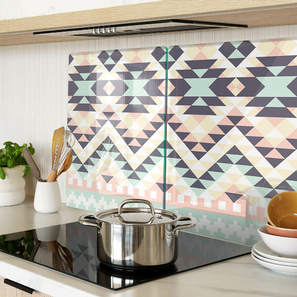 Szklana deska kuchenna Motyw geometryczny w pastelowych kolorach