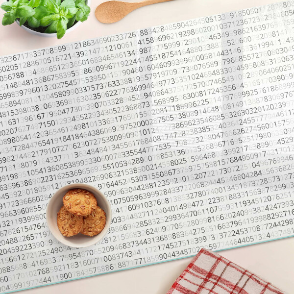 Tabla de cortar de cristal Una secuencia de números