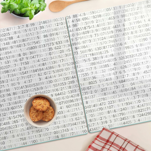 Tabla de cortar de cristal Una secuencia de números