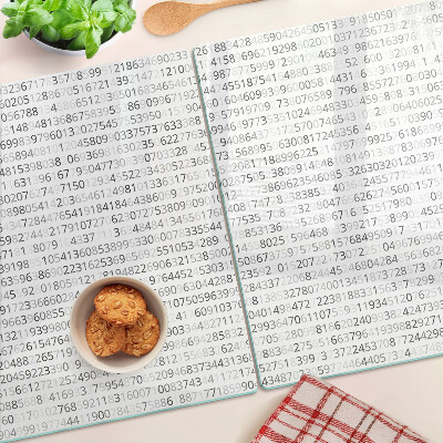 Tabla de cortar de cristal Una secuencia de números