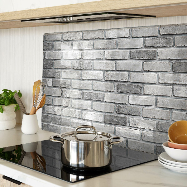 Tabla de cortar de cristal Pared de ladrillo en tonos grises