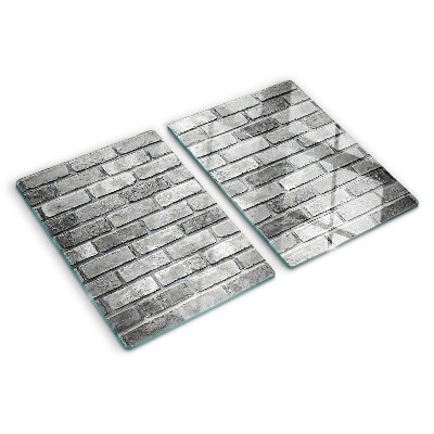 Tabla de cortar de cristal Pared de ladrillo en tonos grises