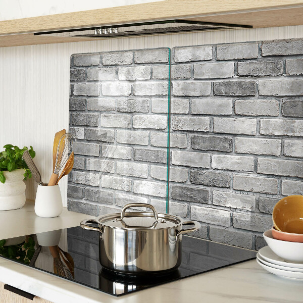 Tabla de cortar de cristal Pared de ladrillo en tonos grises