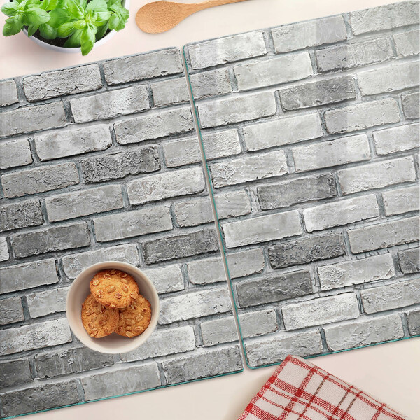 Tabla de cortar de cristal Pared de ladrillo en tonos grises