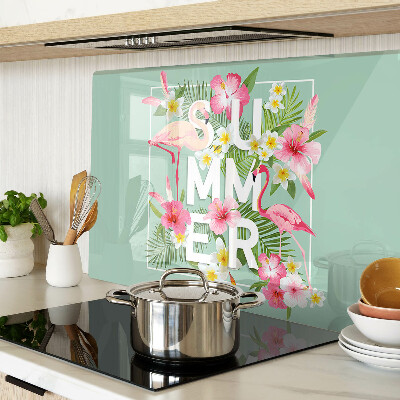 Tabla para cortar Flores de verano y flamencos