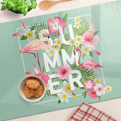 Tabla para cortar Flores de verano y flamencos