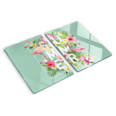 Tabla para cortar Flores de verano y flamencos