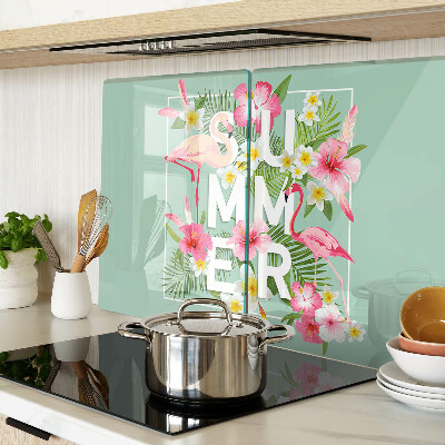 Tabla para cortar Flores de verano y flamencos