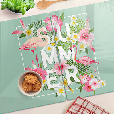 Tabla para cortar Flores de verano y flamencos
