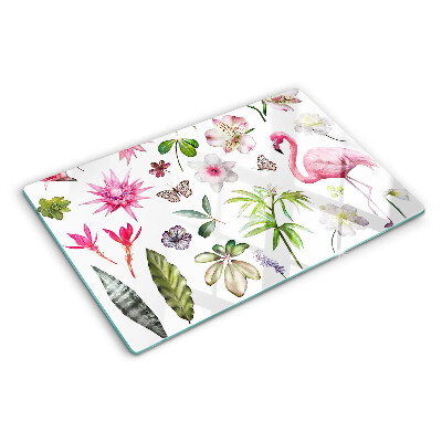 Tabla de cortar Colección de flores y aves tropicales