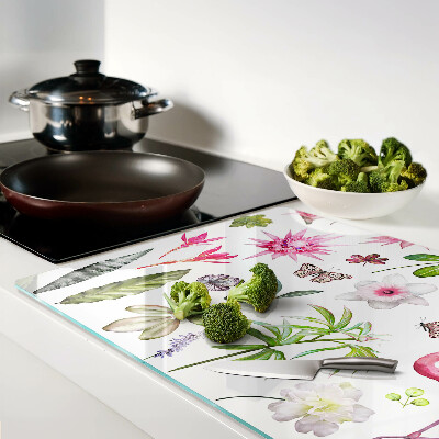 Tabla de cortar Colección de flores y aves tropicales