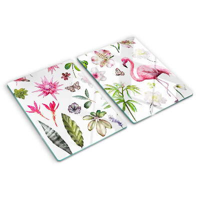 Tabla de cortar Colección de flores y aves tropicales