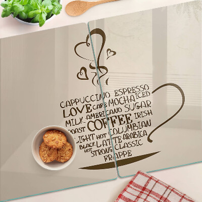 Szklana deska kuchenna Kawa i serce