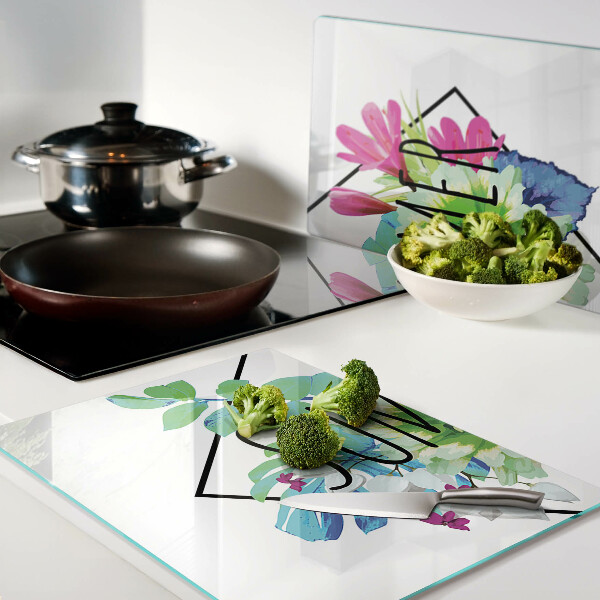 Tabla de cocina Flores de verano con la palabra 