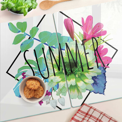 Tabla de cocina Flores de verano con la palabra 