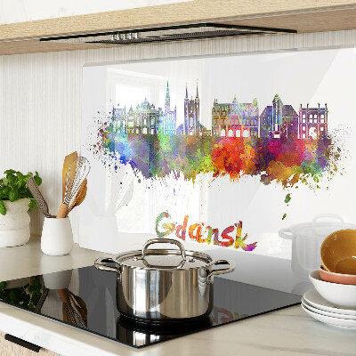 Tabla de cortar de cristal Gdansk en colores de acuarela