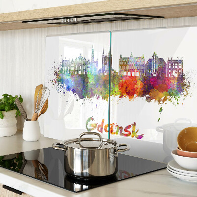 Tabla de cortar de cristal Gdansk en colores de acuarela