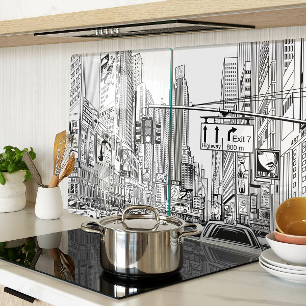 Szklana deska do krojenia Nowy Jork w stylu komiksowym