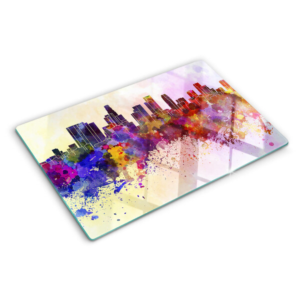 Szklana deska kuchenna Krajobraz miejskiej sylwetki w akwareli