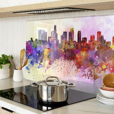 Tabla de cortar de cristal Paisaje de silueta de ciudad en acuarela