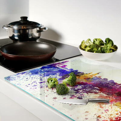 Tabla de cortar Panorama de la ciudad en puntos coloridos