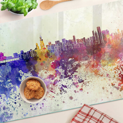 Tabla de cortar Panorama de la ciudad en puntos coloridos