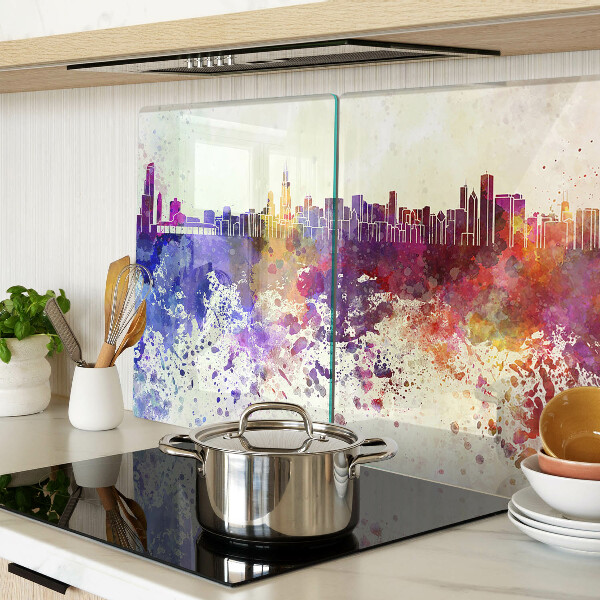 Tabla de cortar Panorama de la ciudad en puntos coloridos