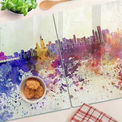 Tabla de cortar Panorama de la ciudad en puntos coloridos