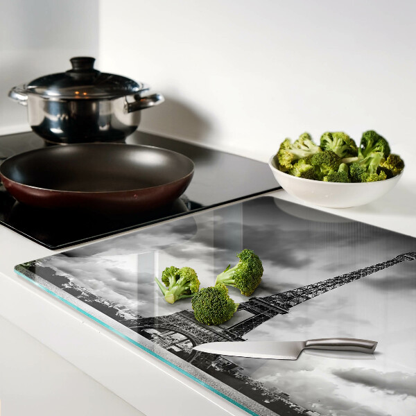 Tabla para cortar La Torre Eiffel en blanco y negro