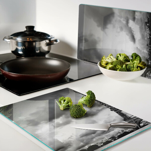 Deska kuchenna szklana Wieża Eiffla w czerni i bieli