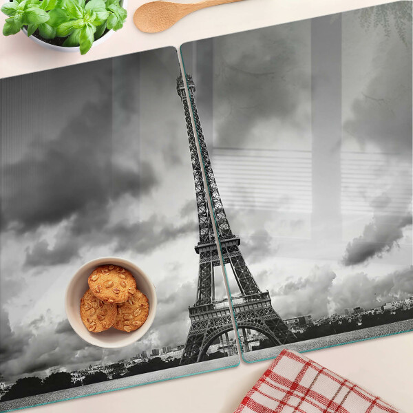 Tabla para cortar La Torre Eiffel en blanco y negro