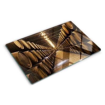 Tabla de cortar de cristal Interior de una bodega con barricas