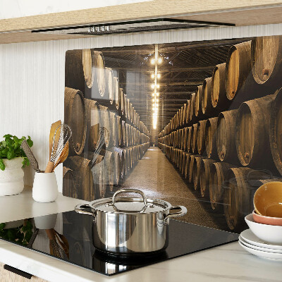 Tabla de cortar de cristal Interior de una bodega con barricas