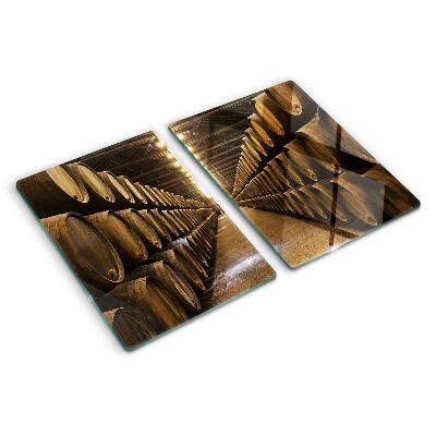 Tabla de cortar de cristal Interior de una bodega con barricas