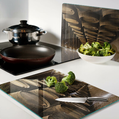 Tabla de cortar de cristal Interior de una bodega con barricas